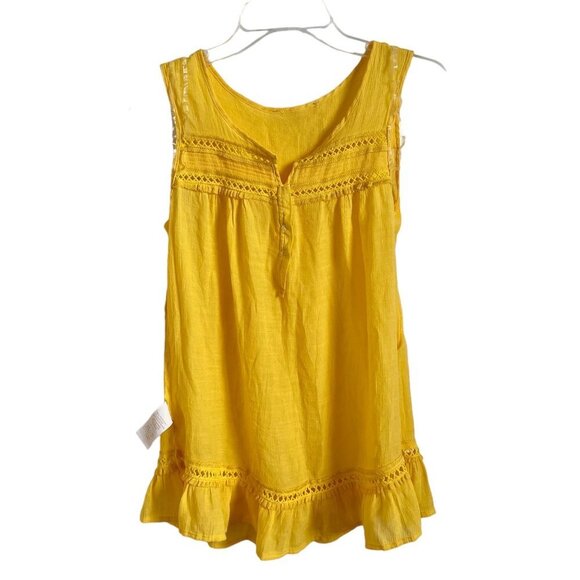 Hope & Harlow Womens Bright Yellow Sleeveless Top With Ruffled Hem Size S - Picture 5 of 7